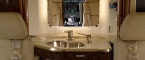 Bombardier Learjet 40XR interior lavatory mirror