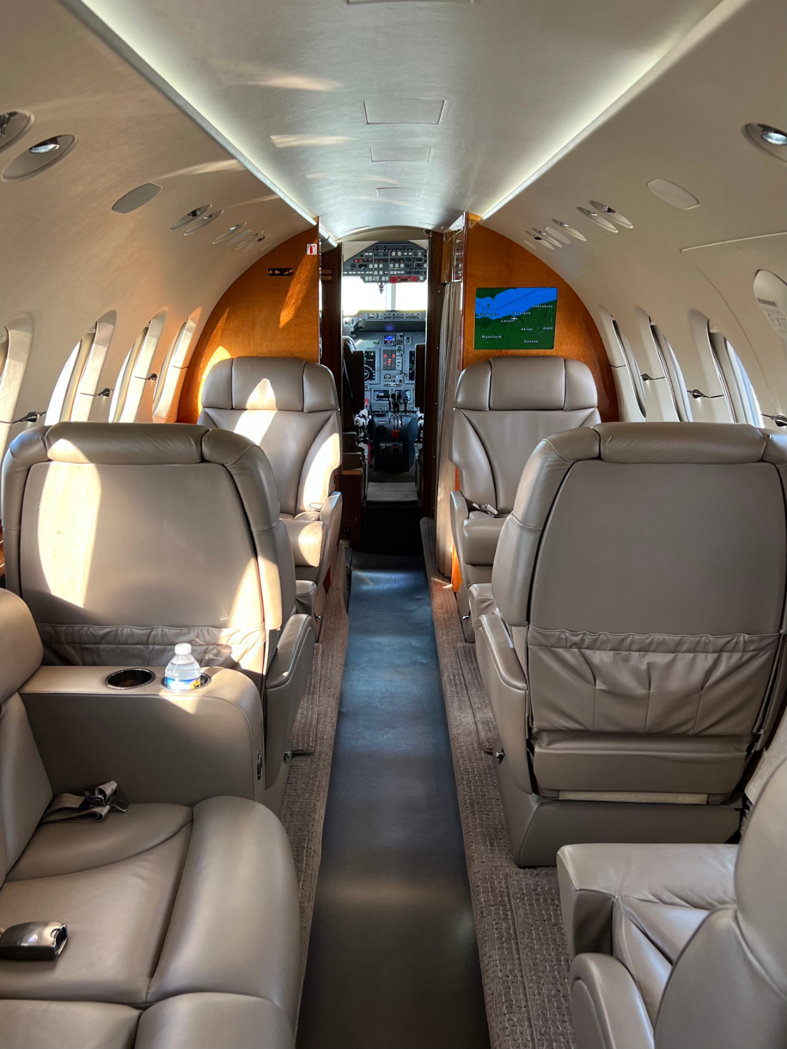 Interior Looking Forward Window Shades Open